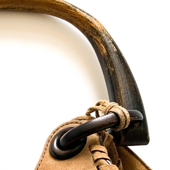 Tom Ford for Gucci Whipstitch Suede Wood-handle Bag - Picture 14 of 14